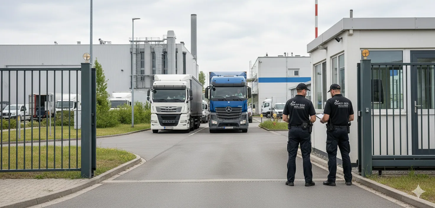 Sicherheitsdienst auf einem Logistikgelände