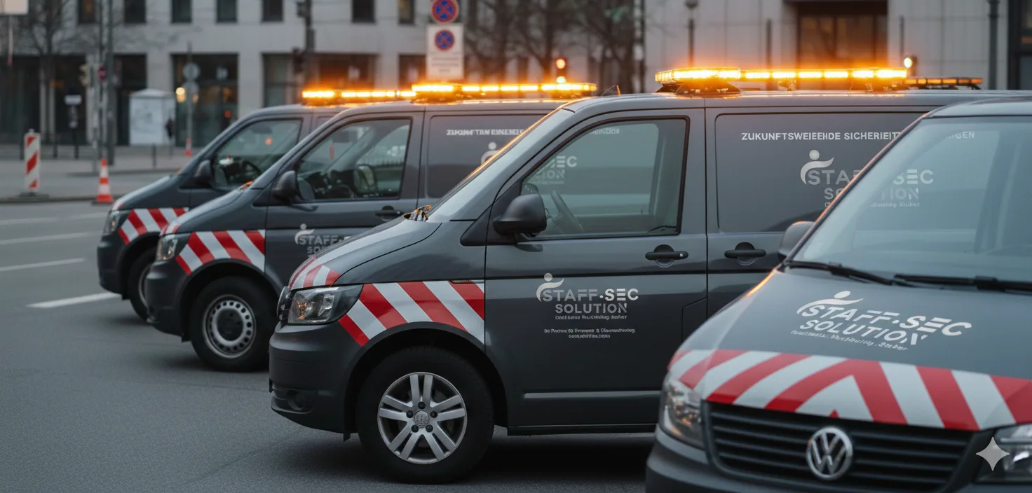 Einsatzfahrzeuge des mobilen Sicherheitsdienstes