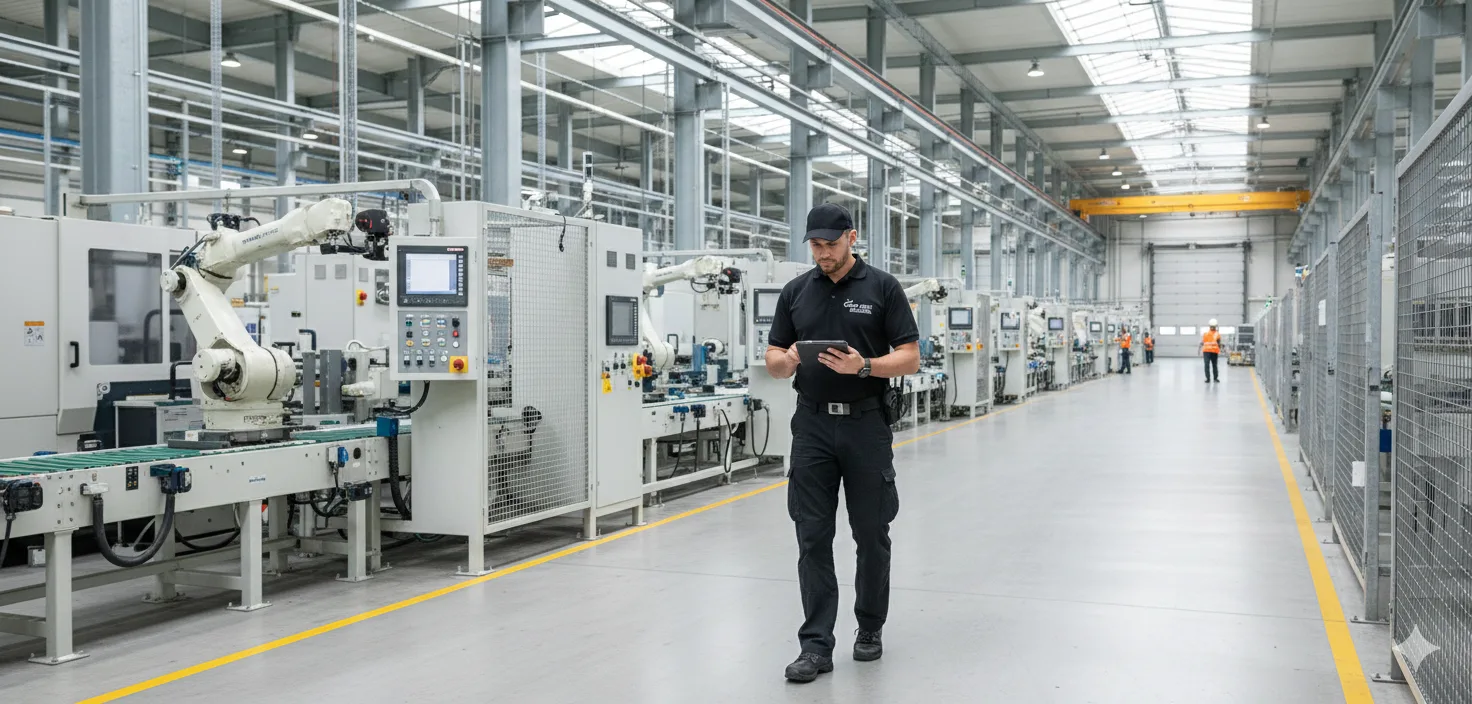 Werkschutz in einer Produktionshalle